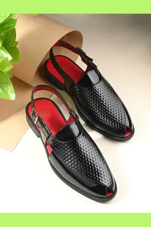 House of Pataudi Men Textured Shoe-Style Sandals