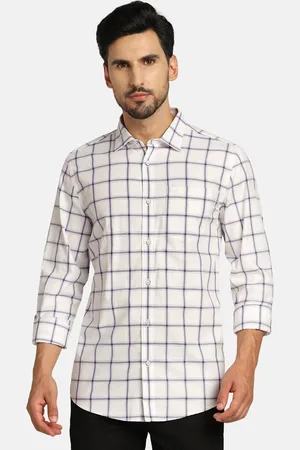 Blackberrys Slim Fit Windowpane Checked Cotton Casual Shirt