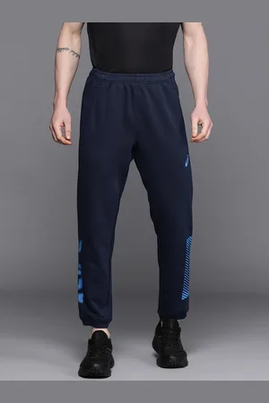 Asics Men Striped & Brand Logo Printed Mid-Rise Training Joggers
