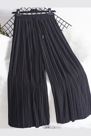 LULU & SKY Women Flared High-Rise Pleated Parallel Trousers