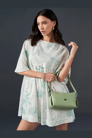 AND Floral Printed Boat Neck Pure Cotton Mini A-Line Dress