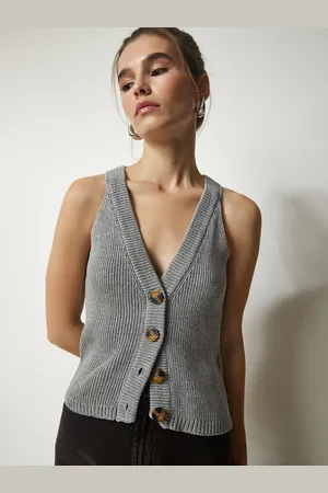 Happiness istanbul Ribbed Sleeveless Acrylic Waistcoat