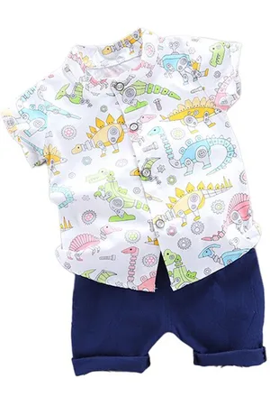 Stylecast Boys White Graphic Printed Shirt with Shorts