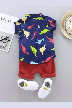 Stylecast Boys Navy Blue Abstract Printed Shirt with Shorts