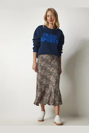 Happiness istanbul Animal Printed Straight Midi Skirts