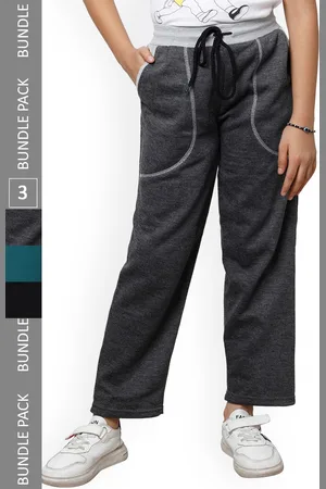 IndiWeaves Girls Pack Of 3 Mid-Rise Track Pants