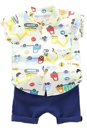 Stylecast Boys Yellow Graphic Printed Shirt with Shorts