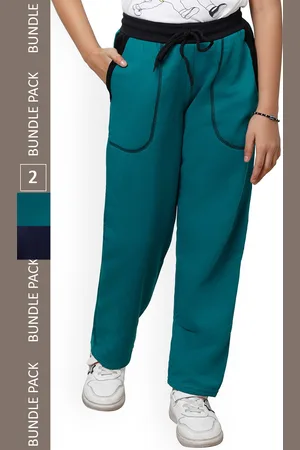 IndiWeaves Girls Pack Of 2 Mid-Rise Track Pants