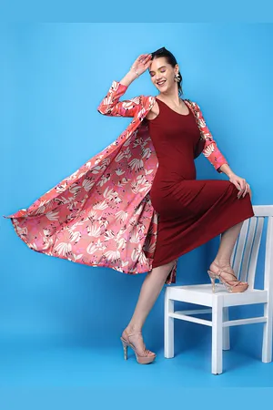 Cation Women Floral Printed Longline Shrug