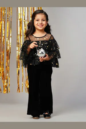 LIL DRAMA Girls Embellished Top with Trousers