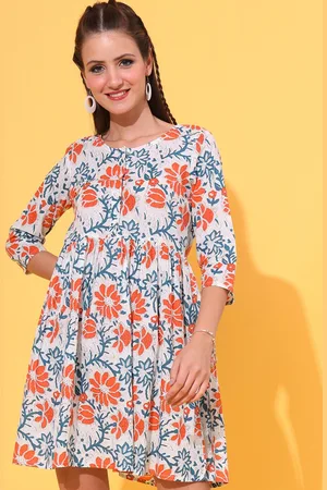 Jaipur Floral Printed Pure Cotton A-Line Dress