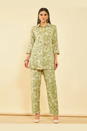Soch Green Floral Printed Tunic with Trousers Co-Ords