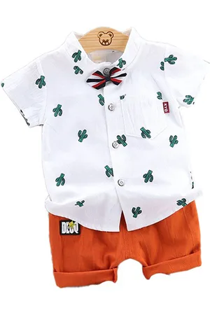 Stylecast Boys White Graphic Printed Shirt with Shorts