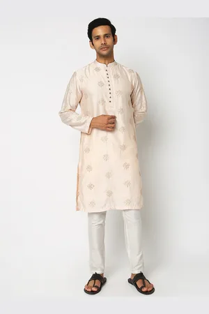 Ethnicity Floral Embroidered Sequinned Mandarin Collar Kurta