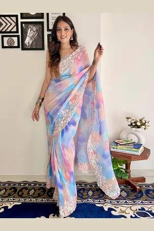 Anouk Tie and Dye Sequinned Pure Georgette Saree