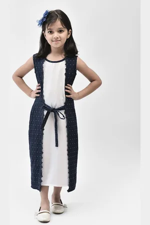 Eavan Girls Colourblocked Cotton A-Line Midi Dress