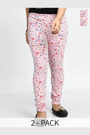 BAESD Girls Pack Of 2 Printed Cotton Ankle Length Cotton Leggings