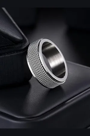 Meenaz Men Stainless Steel Silver-Plated Band Finger Ring