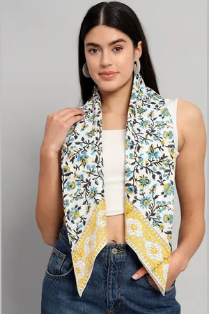 HANDICRAFT PALACE Floral Printed Cotton Square Scarf