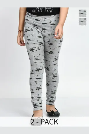 BAESD Girls Pack Of 2 Printed Ankle Length Cotton Leggings