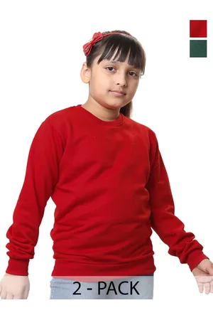 BAESD Girls Pack Of 2 Round Neck Fleece Sweatshirt