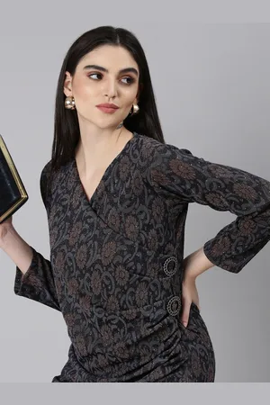 SHOWOFF Ethnic Motifs Print Bell Sleeves Dress