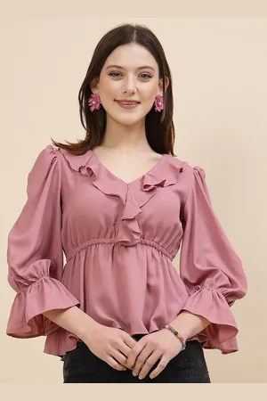 RAASSIO Bell Sleeve Crepe Empire Top