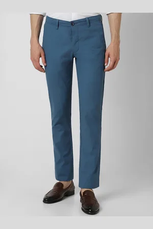 V Dot Men Blue Slim Fit Trousers