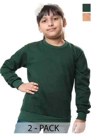 BAESD Girls Pack Of 2 Round Neck Long Sleeves Fleece Pullover Sweatshirt