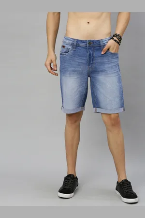 Roadster Men Blue Solid Regular Fit Denim Shorts