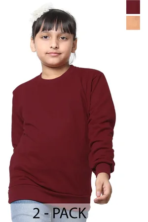 BAESD Girls Pack Of 2 Round Neck Fleece Sweatshirt