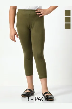 BAESD Girls Pack Of 3 High-Rise Slim Fit Capris