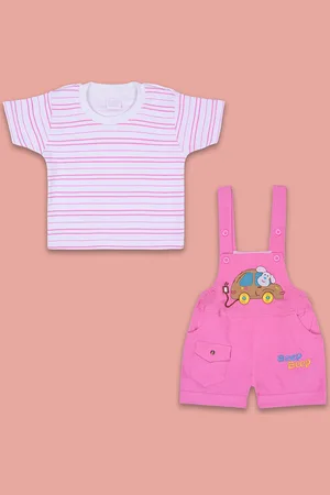 Wish Karo Boys Striped T-shirt with Dungaree