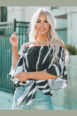 Stylecast Black Striped Off-Shoulder Bardot Top