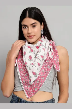 HANDICRAFT PALACE Floral Printed Cotton Square Scarf