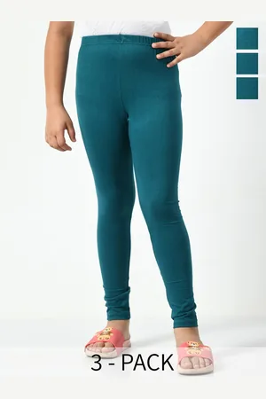 BAESD Girls Pack Of 3 Solid Churidar Length Leggings