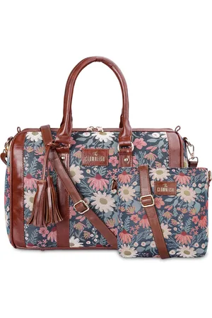 THE CLOWNFISH Linda & Lorna Pack Of 2 Floral Leather Tasselled Handheld Bag & Sling Bag