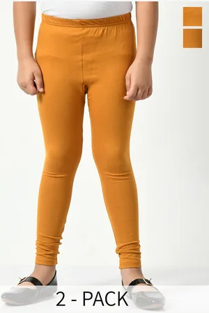 BAESD Girls Pack Of 2 Solid Churidar-Length Leggings