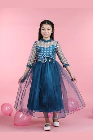 Cutiekins Girls Colourblocked Net Maxi Dress