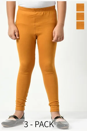 BAESD Girls Pack Of 3 Solid Churidar Length Leggings
