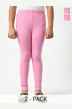 BAESD Girls Pack Of 2 Solid Churidar Length Leggings