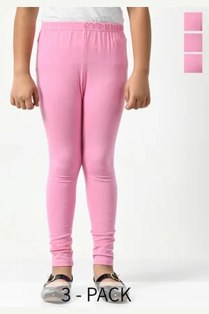 BAESD Girls Pack Of 3 Solid Churidar-Length Leggings