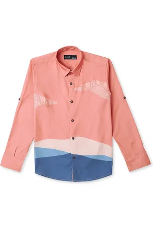 CAVIO Boys Standard Opaque Colourblocked Cotton Casual Shirt