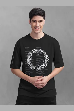 bullmer Typography Printed Oversized Cotton T-shirt