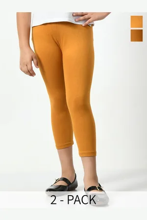BAESD Girls Pack Of 2 Solid Mid-Rise Leggings