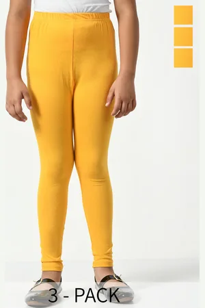 BAESD Girls Pack Of 3 Solid Churidar Length Leggings