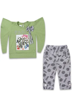 Wish Karo Girls Graphic Printed Satin Top With Trouser