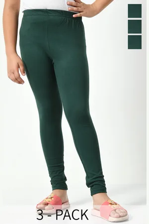 BAESD Girls Pack Of 3 Solid Churidar Length Leggings