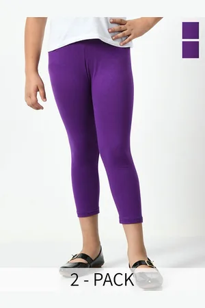 BAESD Girls Pack Of 2 Solid Mid-Rise Leggings