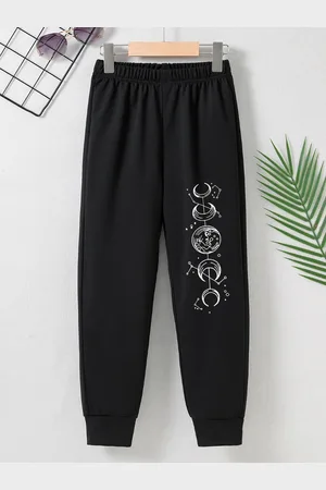 Stylecast Girls Black Mid Rise Graphic Printed Joggers